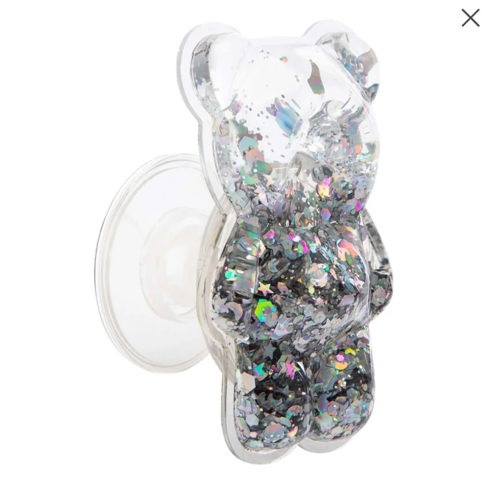 Phone Grip with Squishy Glitter Bear Design - Picture 2 of 6
